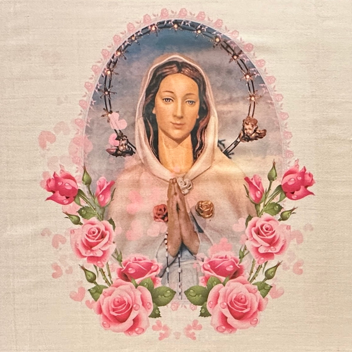 Manto “Virgen Rosa Mística Corona de Rosas”